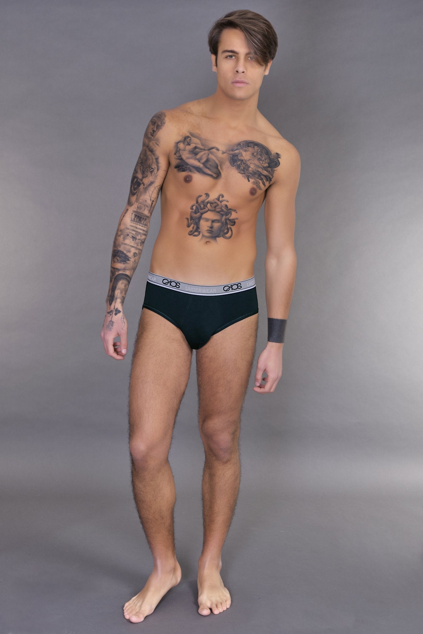 SLIP CON ELASTICO LOGATO IN COTONE BIELASTICO 3 U1847NERO2