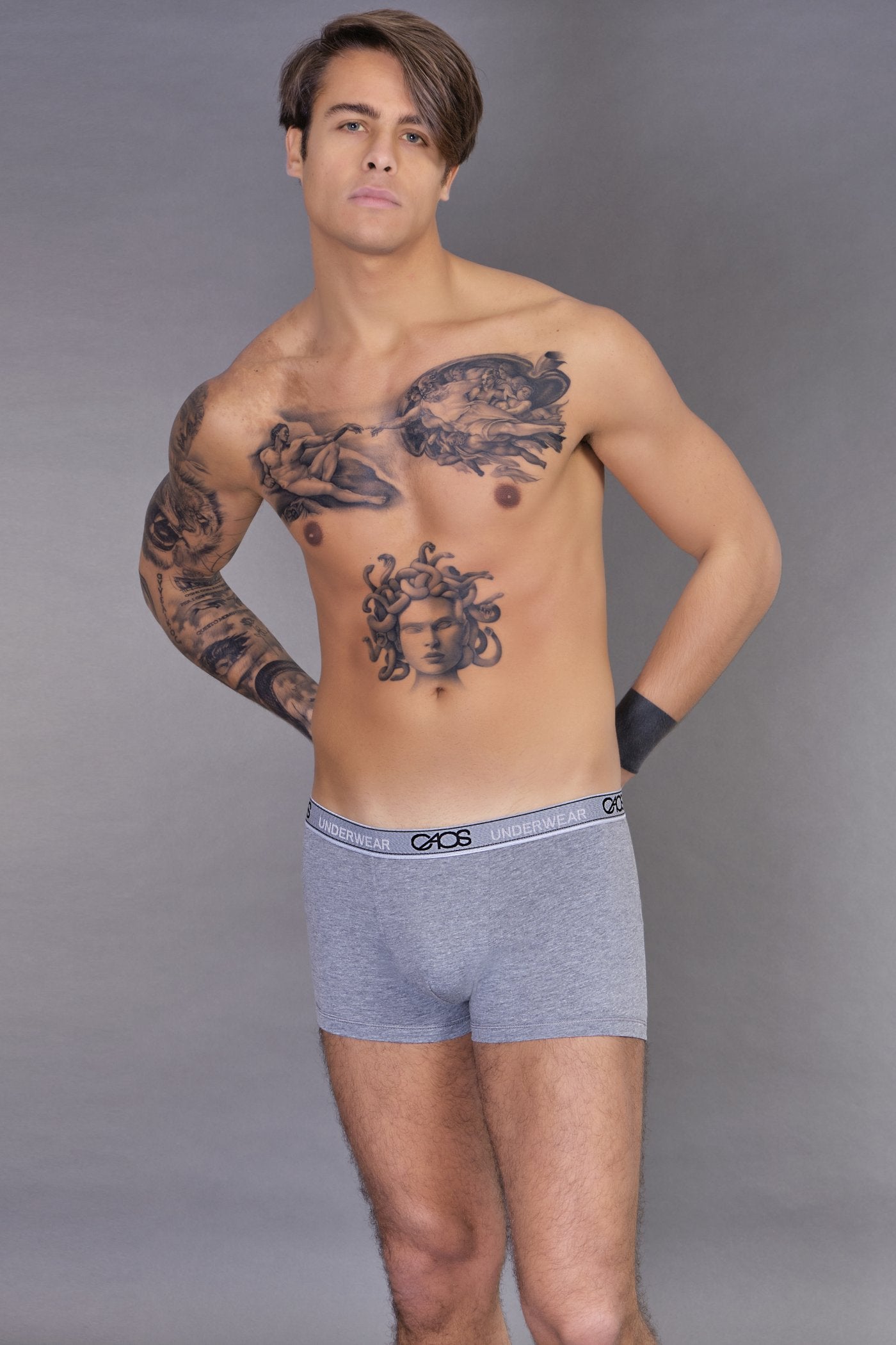 BOXER CON ELASTICO LOGATO IN COTONE BIELASTICO 4 U18503