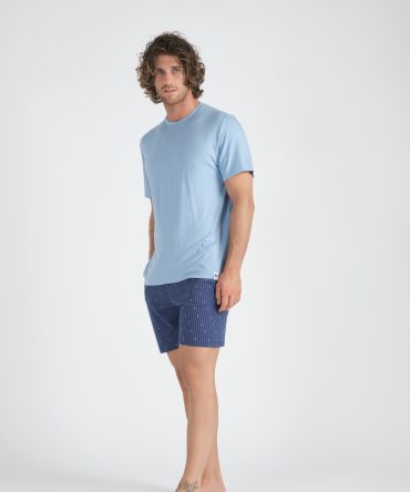 Pigiama corto ,maglia mezza manica  ,pantaloncino fantasia barchette con tasche, in Cotone