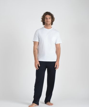 Pigiama lungo ,maglia mezza manica con taschino in Cotone
