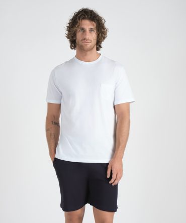 Pigiama corto ,maglia mezza manica con taschino ,pantaloncino con tasche in Cotone
