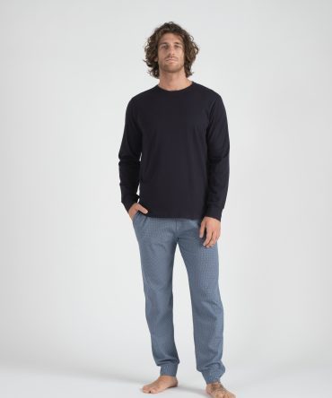 Pigiama lungo m/l ,pantalone fantasia geometrica