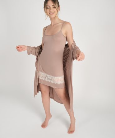 Camicia da notte spalla stretta in viscosa e pizzo