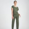Tuta lunga m/m in viscosa con bordi in tessuto lurex